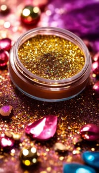 cosmetics glitter and makeup shadows. Fashion Selective focus.