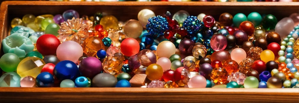 beads for needlework. Selective focus.