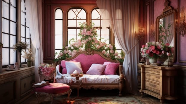 Interior of a cozy room in romantic style.