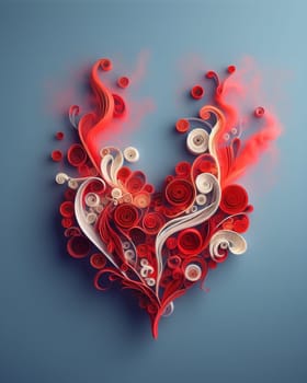 twirled ribbon shaped red hearts on solid background 3d illustration love concept ai generated art