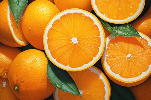 Orange slices close-up. Pattern of orange slices.