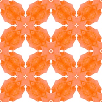 Textile ready overwhelming print, swimwear fabric, wallpaper, wrapping. Orange admirable boho chic summer design. Summer exotic seamless border. Exotic seamless pattern.