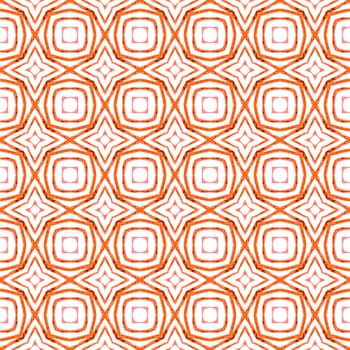Textile ready great print, swimwear fabric, wallpaper, wrapping. Orange delightful boho chic summer design. Chevron watercolor pattern. Green geometric chevron watercolor border.