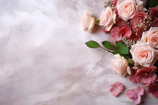 background surrounded by wedding decorations, copy space, watercolor. ai generated