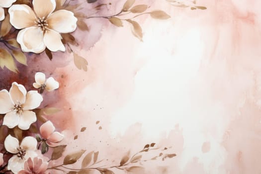 background surrounded by wedding decorations, copy space, watercolor. ai generated