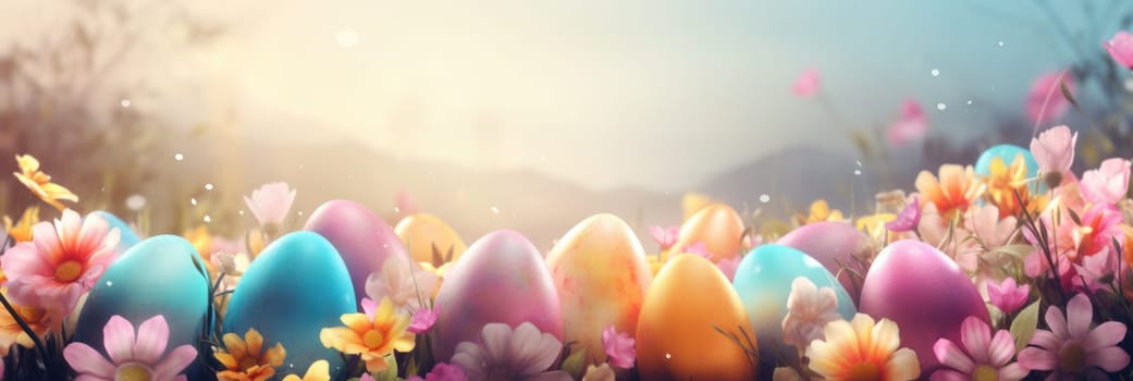 Easter decor concept. Easter background banner. ai generated