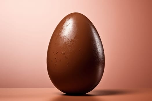 One tasty chocolate egg isolated on orange. ai generated