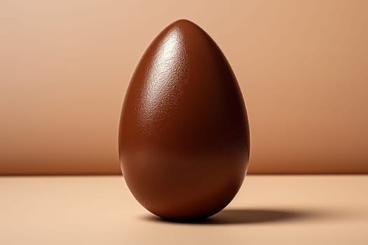 One tasty chocolate egg isolated on beige . ai generated