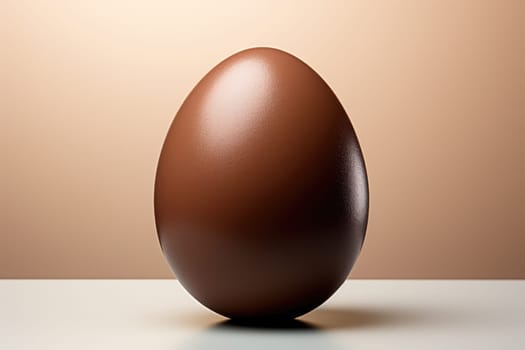One tasty chocolate egg isolated on beige . ai generated