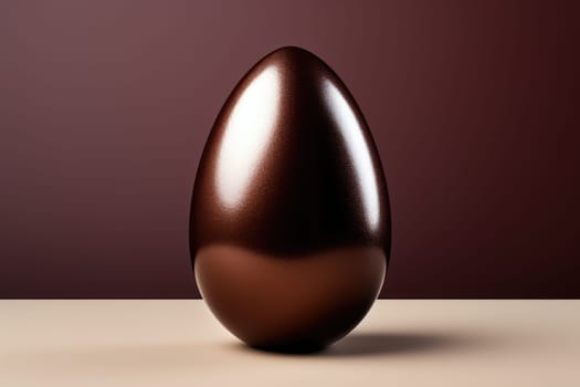 One tasty chocolate egg isolated on brown . ai generated
