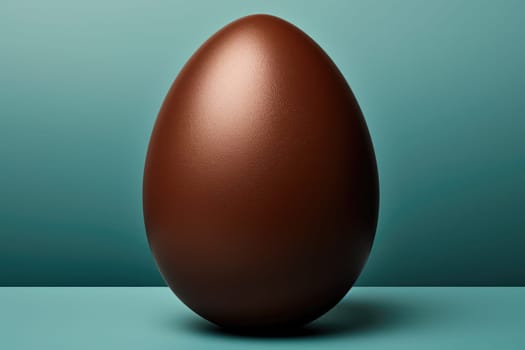 One tasty chocolate egg isolated on green. ai generated