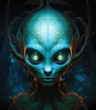 Portrait of a humanoid alien creature. Science fiction illustration