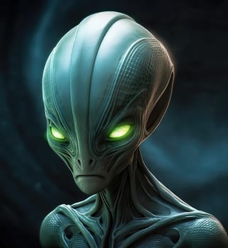 Portrait of a humanoid alien creature. Science fiction illustration