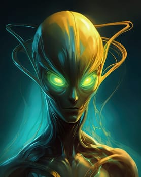 Portrait of a humanoid alien creature. Science fiction illustration