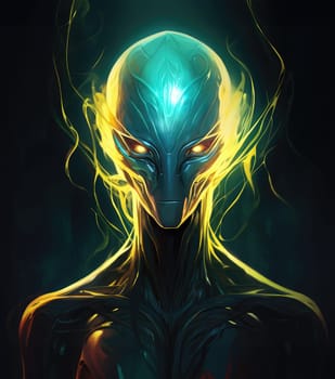 Portrait of a humanoid alien creature. Science fiction illustration