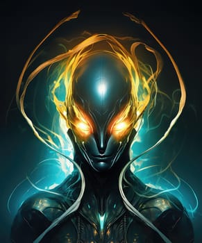 Portrait of a humanoid alien creature. Science fiction illustration