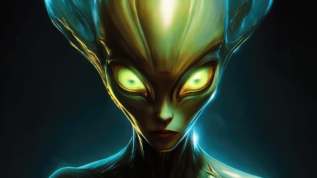 Portrait of a humanoid alien creature. Science fiction illustration