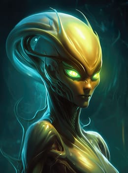 Portrait of a humanoid alien creature. Science fiction illustration