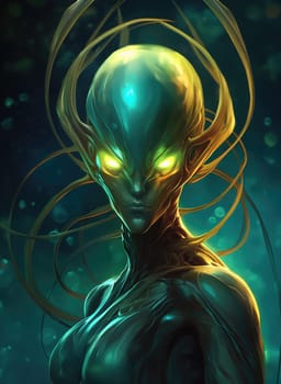 Portrait of a humanoid alien creature. Science fiction illustration