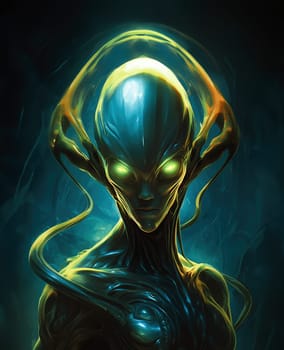 Portrait of a humanoid alien creature. Science fiction illustration