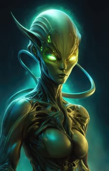 Portrait of a humanoid alien creature. Science fiction illustration