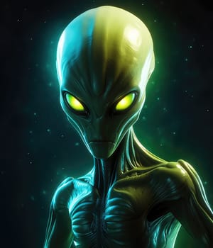 Portrait of a humanoid alien creature. Science fiction illustration