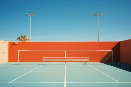 Competitive Tennis Match on an Outdoor Court: Sporty Excitement, Intense Rallies, and Vibrant Background