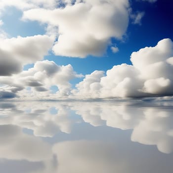 Blue Fluffy Cloud Giant in a Golden-Lit Blue Sky