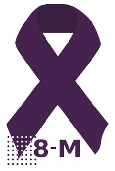 Purple ribbon on Women's Day, March 8, against gender violence and abuse.