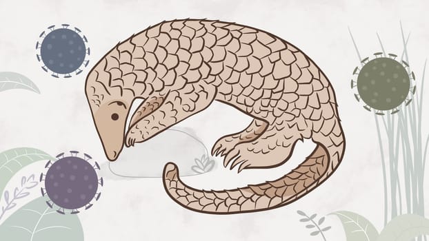 Pangolin or scaly anteater, a scales covered mammal from tropical areas such as Africa and Asia.