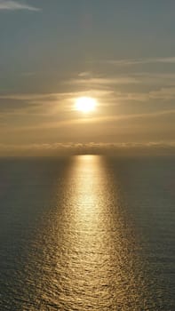 Sunset and reflections in the Cantabrian Sea, Basque Country.