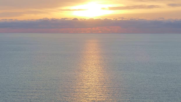 Sunset and reflections in the Cantabrian Sea, Basque Country.