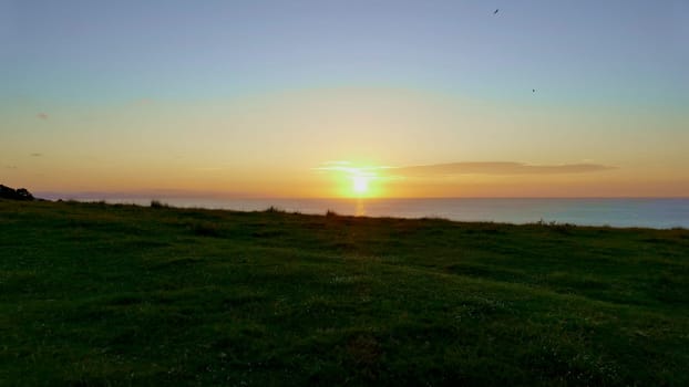 Sunset on the mountain of the Cantabrian Sea coast