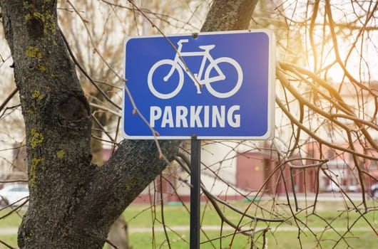 Road sign parking for bicycles. Road signs.