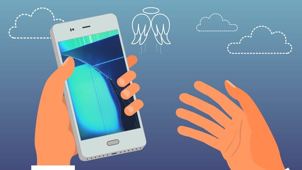 Mobile with screen broken by blows. Concept of needing to change mobile.