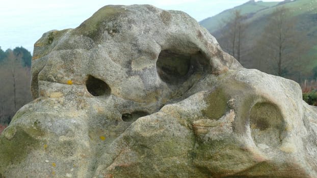 Sandstone with one-sided paraidolia on a mountain top