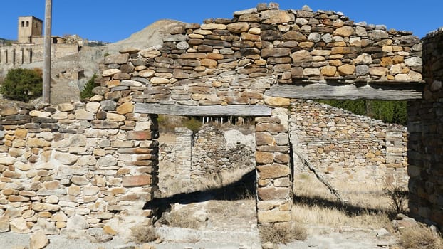 Ruins of an uninhabited village of Yesa in Navarre