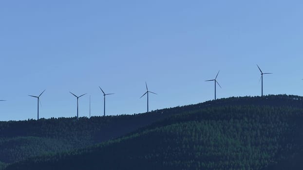 Wind energy generators at the top of the mountain