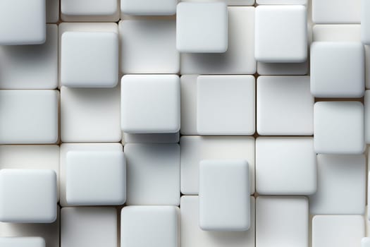 Abstract background of white cubes protruding from each other.