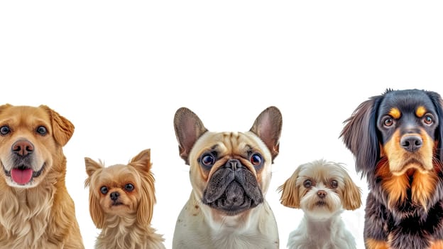 Diverse Group of Adorable Dogs from Different Breeds Posing Together for a Pet Portrait.