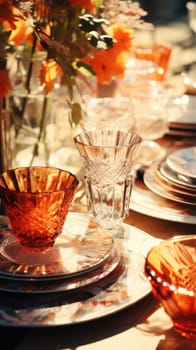 transparent glass retro dish colorful tableware, ai