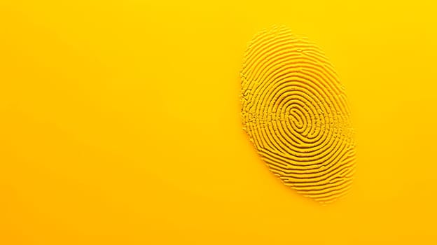 Unique Yellow Fingerprint Illustration for Biometric Security and Identity Verification, copy space