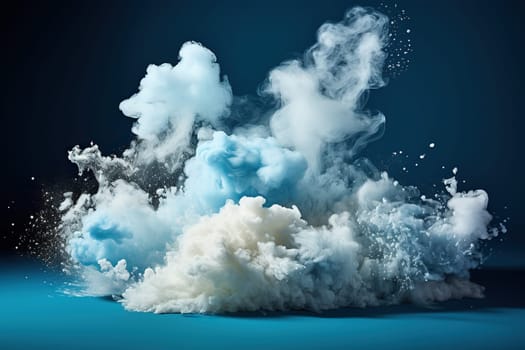 Plumes of light smoke, clouds spreading across the blue surface. Abstract background.