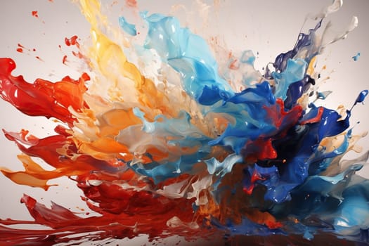 A frozen splash of red and blue colors. Abstract background.