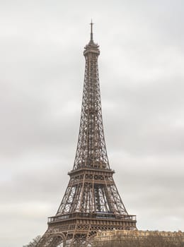 France, Paris - Jan 4, 2024 - Nice scenery of Eiffel Tower and Seine River in Paris at Afternoon. Destinations in Europe. Space for text, Selective focus.
