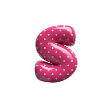 Polka dot letter S - Lower-case 3d pink retro font isolated on white background. This alphabet is perfect for creative illustrations related but not limited to Fashion, retro design, decoration...