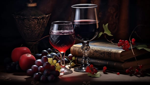 Glasses of red wine. High quality illustration