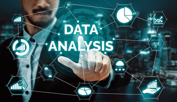 Data Analysis for Business and Finance Concept. interface showing future computer technology of profit analytic, online marketing research and information report for digital business strategy. uds