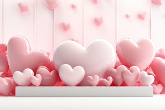 Happy Valentines day blank banner background. Generative AI.