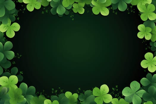 St.Patrick day leaf clover frame banner. Generative AI.